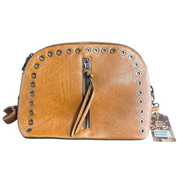 Sam & Hadley Handbags - Sam & Hadley Studded Dome Faux Leather Crossbody Bag